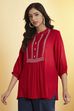 Red Viscose Rayon Embroidered Straight Kurti image number 2