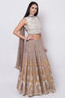 Off White And Brown Lehenga Set image number 4