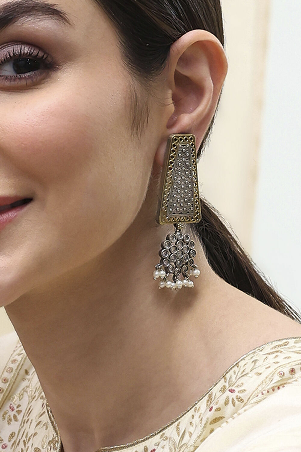 Off White Brass Drop & Danglers image number 1