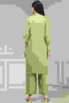 Sage Green Solid Straight Suit Set image number 4