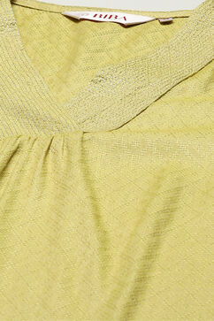 Lime Green LIVA Straight Kurta Pant Suit Set image number 1
