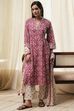 Red Cotton Printed Gathered Suit Set image number 0