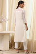 Off-White Embroidered Straight Kurta image number 3
