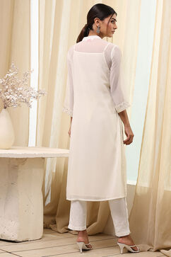 Off-White Embroidered Straight Kurta image number 3