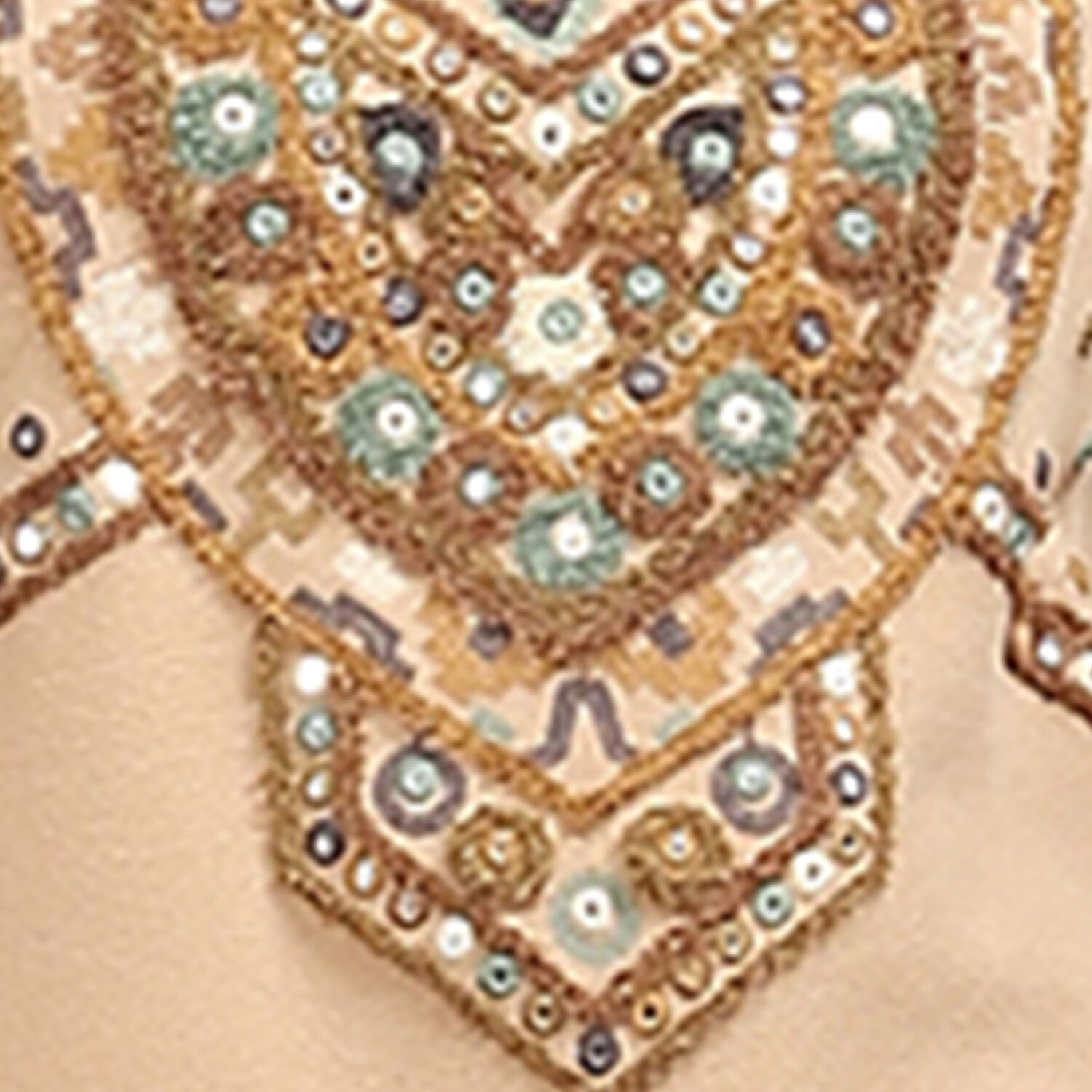 Beige Velvet Straight Kurta image number 2