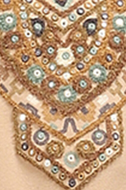 Beige Velvet Straight Kurta image number 2