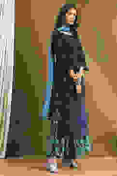 Blue Cotton Yard Dyed Straight Suit Set image number 5