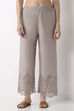 Grey Cotton Straight Palazzos image number 2