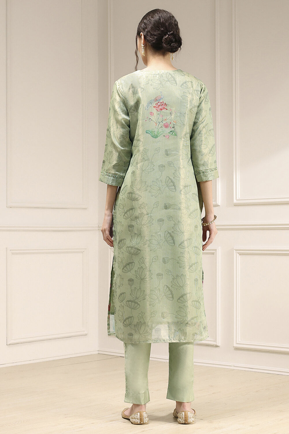 Teal Cotton Printed Unstitched Suit Set image number 5