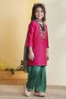 Pink Viscose Blend Straight Suit Set image number 4