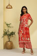 Blue Printed Straight Kurta Set image number 0
