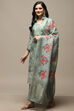 Green Cotton Digital Print Unstitched Suit Set image number 4