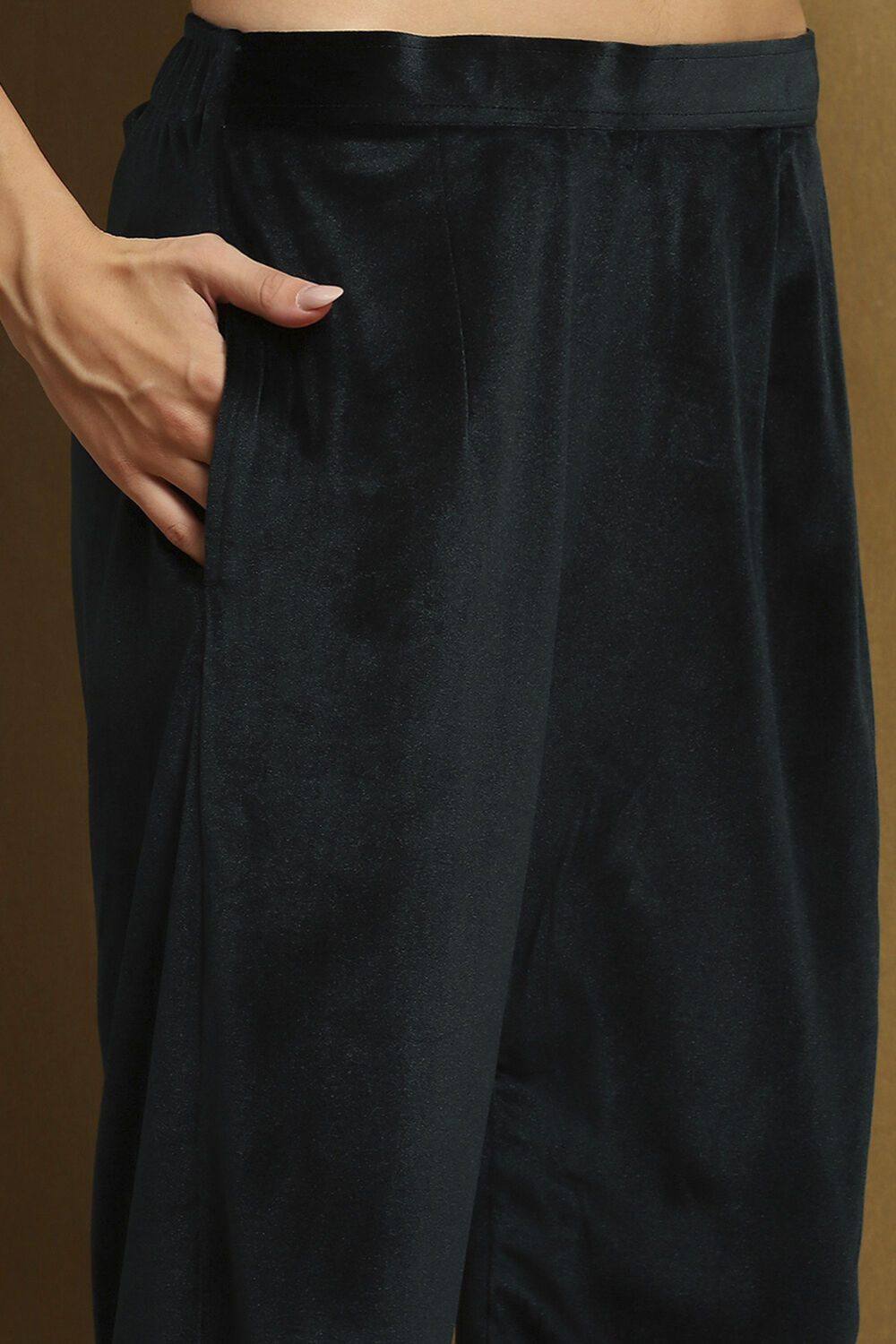 Navy Polyester Straight Suit Set image number 2