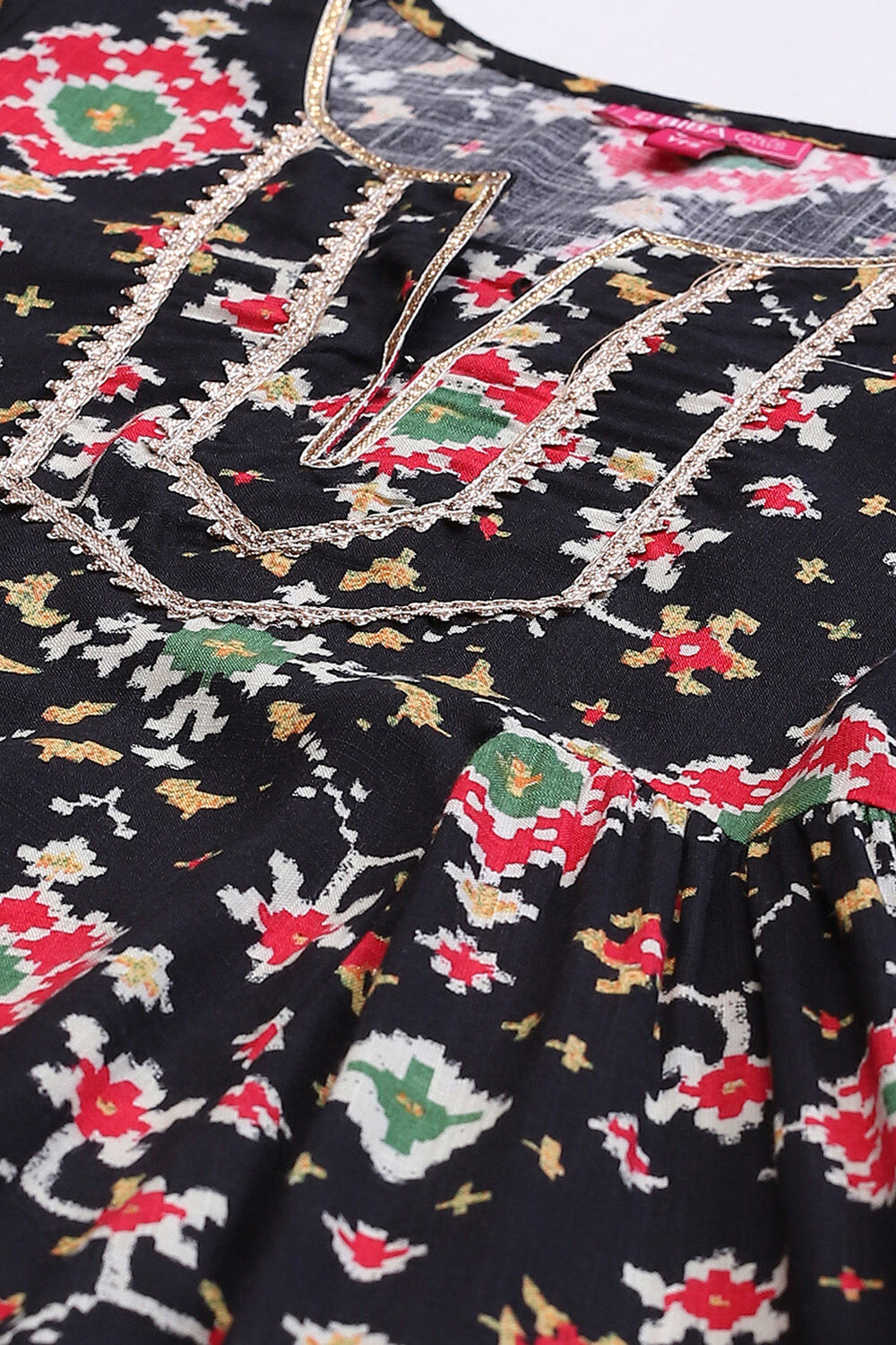 Blue Rayon Flared Printed Kurta image number 1