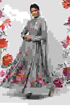 Rohit Bal Pista Green Cotton Blend Anarkali Kurta Suit Set image number 5