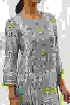 Teal Printed Straight Kurta image number 1