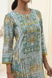 Teal Printed Straight Kurta image number 1