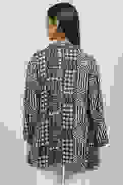 Indigo Viscose Straight Printed Jacket image number 4