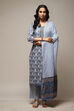 Indigo Cotton Hand Block Print Unstitched Suit Set image number 8