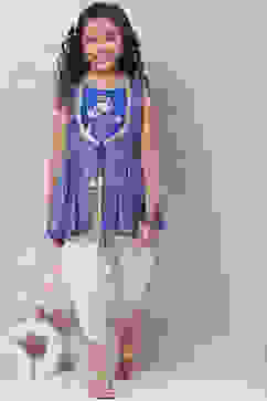 Blue Viscose Flared Kurta Dhoti Salwar Suit Set image number 0