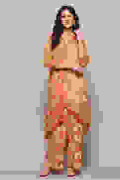 Yellow Printed Asymmetric Kurta & Palazzo Suit Set image number 6