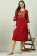 Navy Poly Metallic A-Line Yarndyed Kurta image number 0
