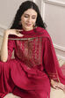 Navy Blue Embroidered Straight Suit Set image number 0