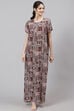 Brown Straight Viscose Printed Sleepwear image number 2