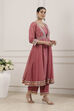 Pink Poly Tissue Anarkali Suit Set image number 5