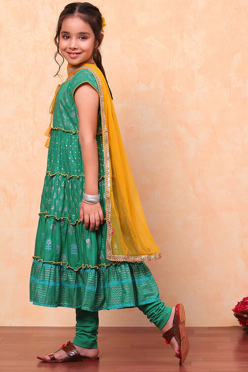 Bright Red Cotton Tiered Suit Set image number 4