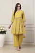 Yellow Cotton Kalidar Suit Set image number 0