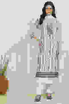 White-Black Georgette Printed Unstitched Suit Set image number 7