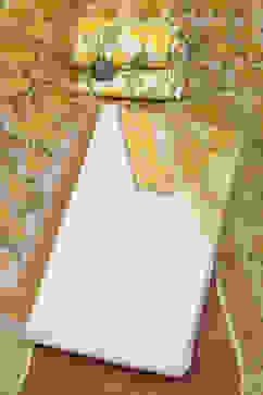 Yellow White Cotton Unstitched Suit set image number 0