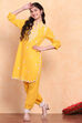 Yellow Cotton Embroidered Straight Kurta Set