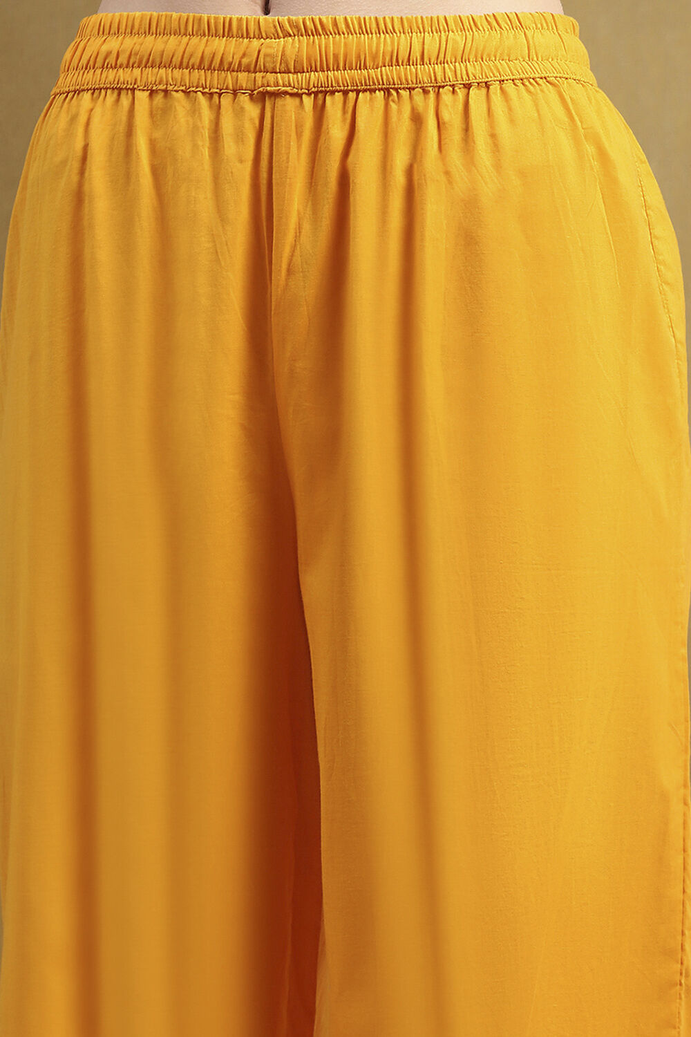 Mustard Yellow Cotton Printed Flared Festive Suit Set image number 2