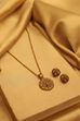 Gold Plated Brass Temple Pendant Necklace Set image number 0