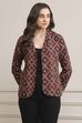Black Viscose Straight Printed Jacket image number 0
