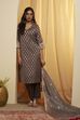 Grey Polyester Straight Suit Set
