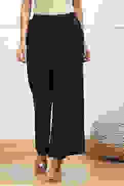 Black Viscose Solid Straight Palazzo image number 4