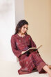 Maroon Viscose Blend Straight Kurta Set image number 6