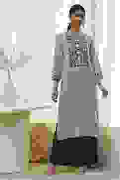 Indigo Printed Straight Kurta image number 5