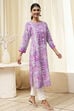 Lavender Printed Straight Kurta image number 5