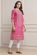 Deep Fuchsia Rayon Straight Printed Kurta image number 4