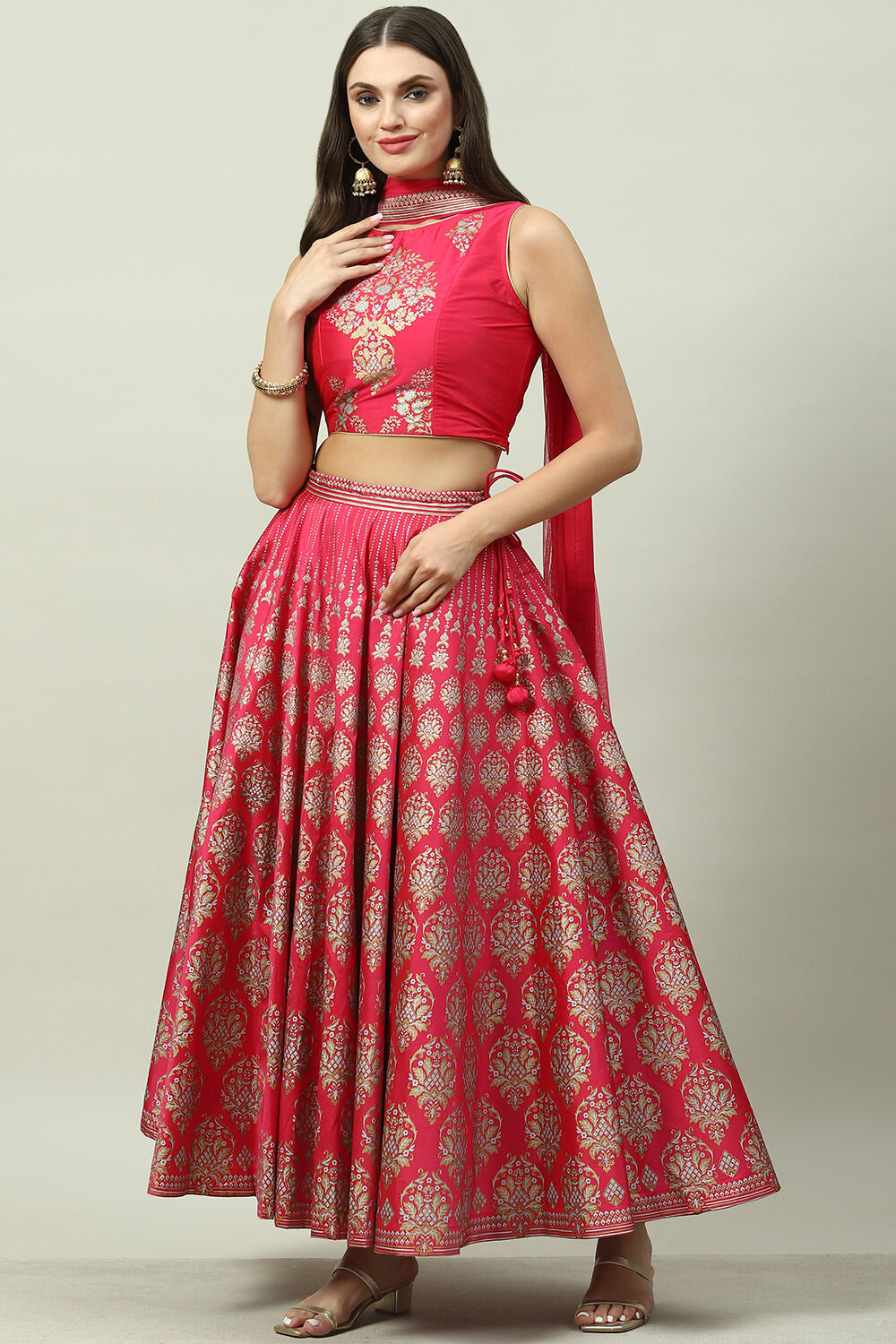 Mehndi Art Silk Lehenga Set image number 5
