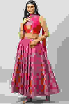 Fuschia Art Silk Lehenga Set image number 5