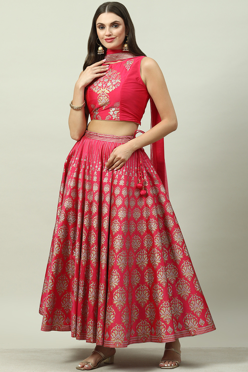Mehndi Art Silk Lehenga Set image number 5