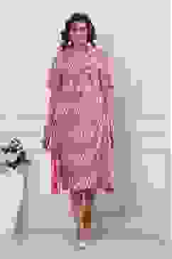 Pink Cotton Flared Dress image number 5