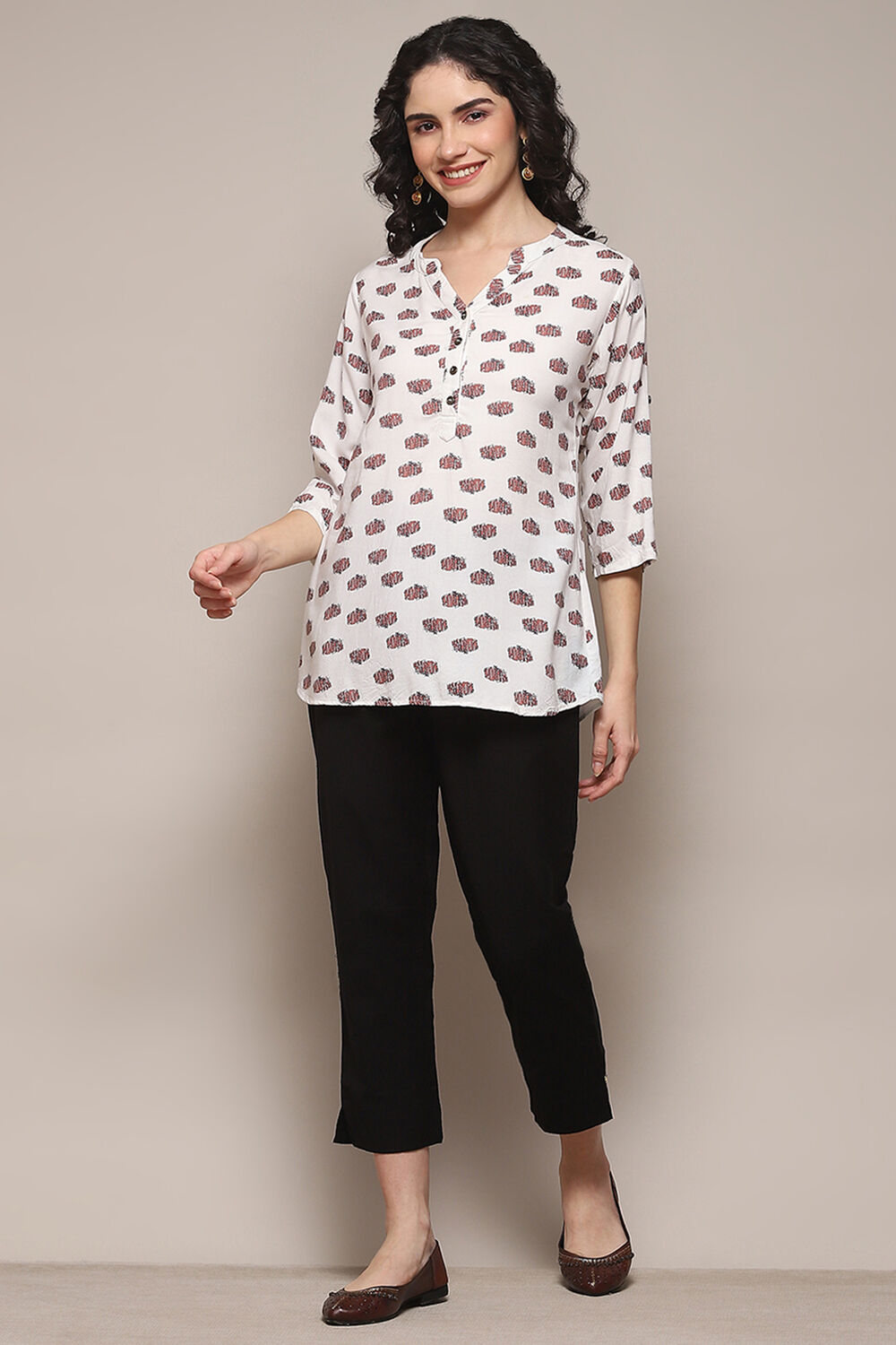 Rust Cotton Flax Slim Solid Pants image number 0