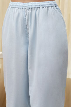 Powder Blue Cotton Embellished Anarkali Suit Set image number 2
