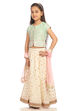 Green And Off White Poly Cotton Lehenga Set image number 2